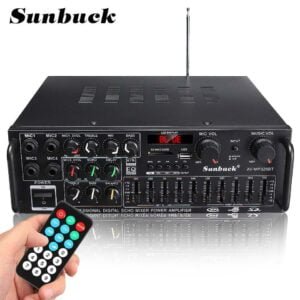 Aplificador 2000W 5.0 bluetooth 2 canais 12V/220V AV 4 ENTRADAS micro para CARRO e CASA