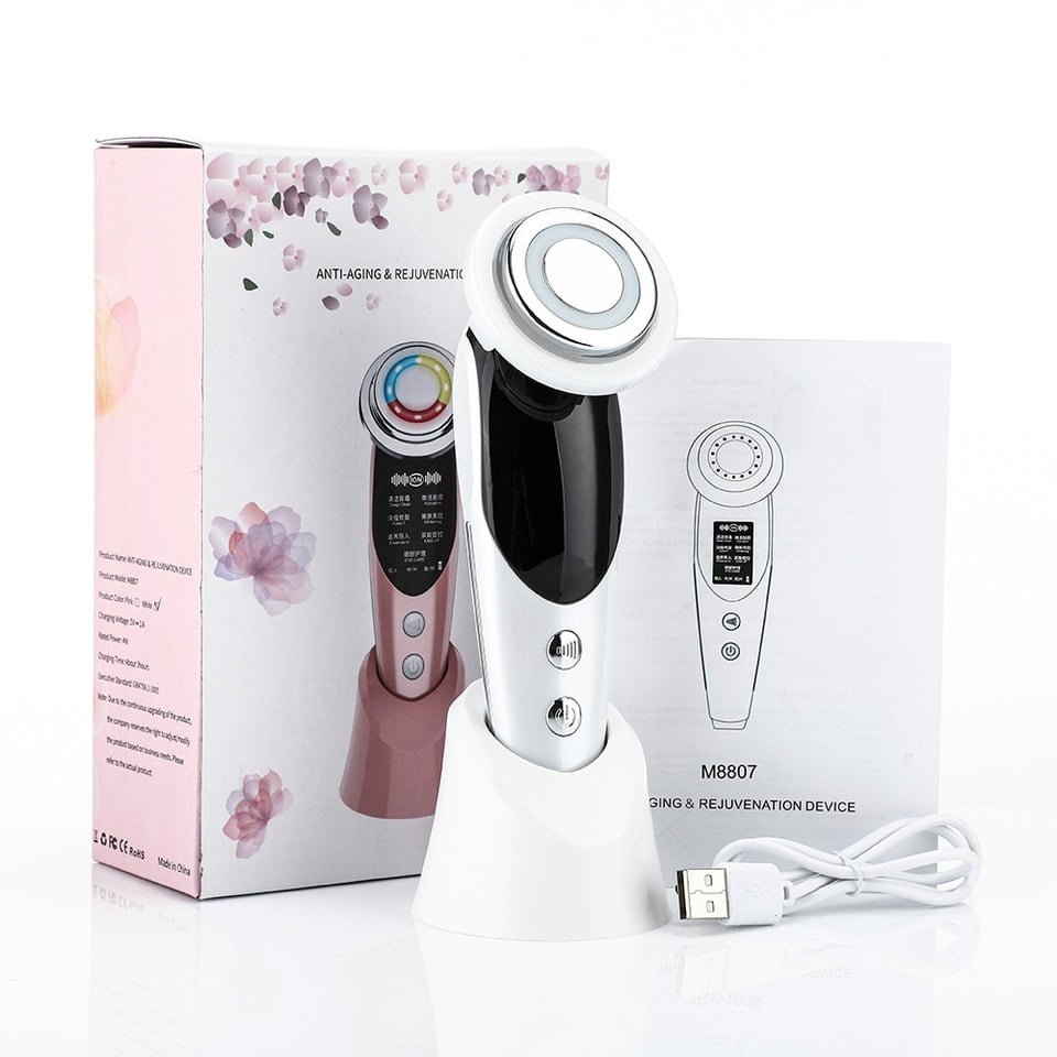 Dispositivos de Lifting Facial 7 em 1 EMS RF Microcorrente Rejuvenescimento da pele Massageador facial Terapia de luz Antienvelhecimento Rugas - Image 9