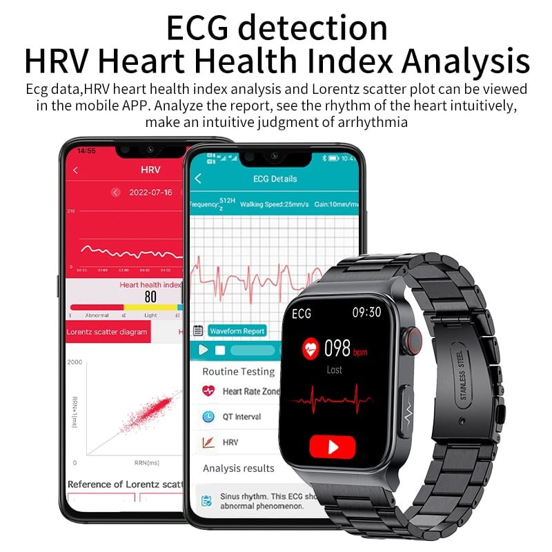 Smartwatch Multitarefas com monitor de glicose no sangue medição de pressão arterial à prova d'água - Image 4