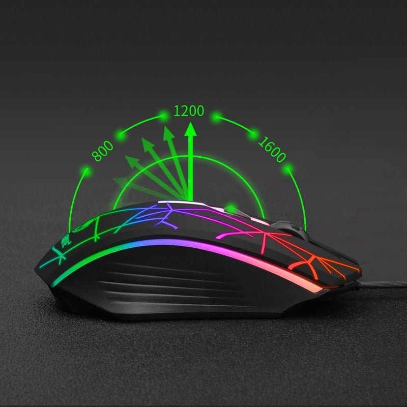 Conjunto de Teclado e Mouse Luminoso Metal USB Com Fio Retroiluminação Mecânica Teclado e Mouse - Image 4