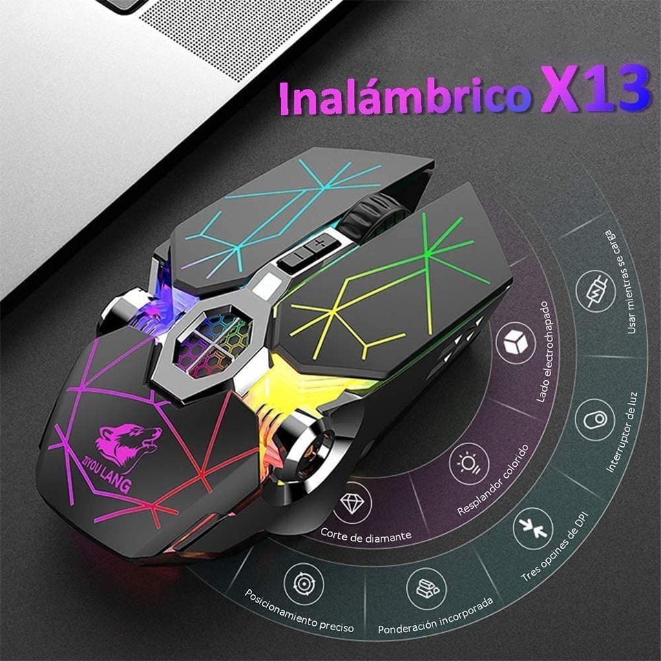 Mouse GAMER X13 Wireless, Recarregável RGB, Click Silencioso, Descansar automático - Image 2