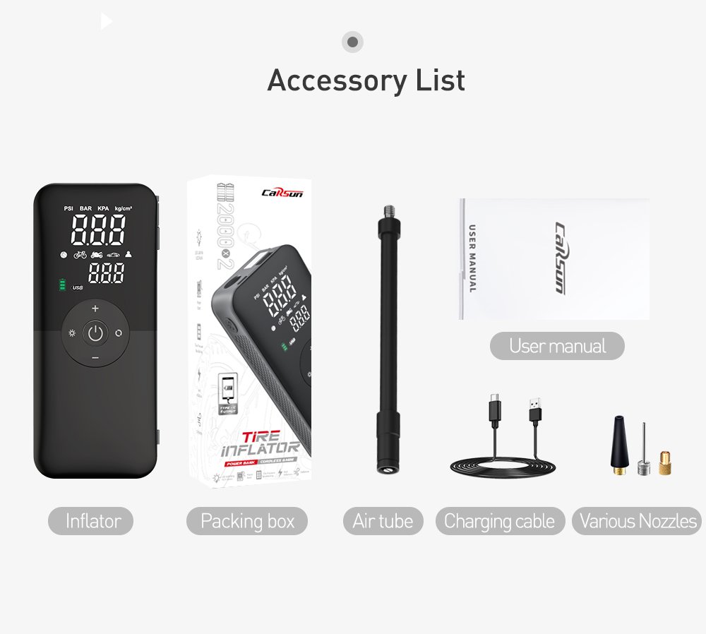 CARSUN Rechargeable Air Pump Tire Inflator Portable Compressor Digital Cordless Car Tyre Inflator For Motocycle Bicycle Balls - Image 19