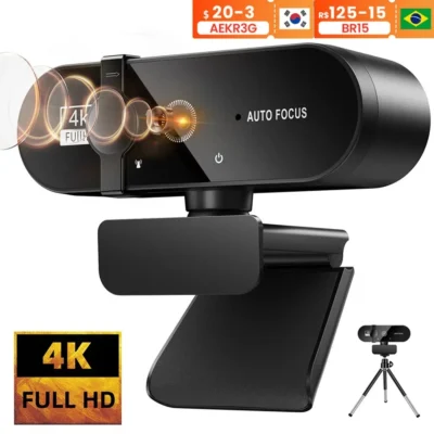 Webcam 4k 1080p mini câmera 2k full hd webcam com microfone 30fps usb webcam para foco automático pc laptop câmera de gravação de vídeo